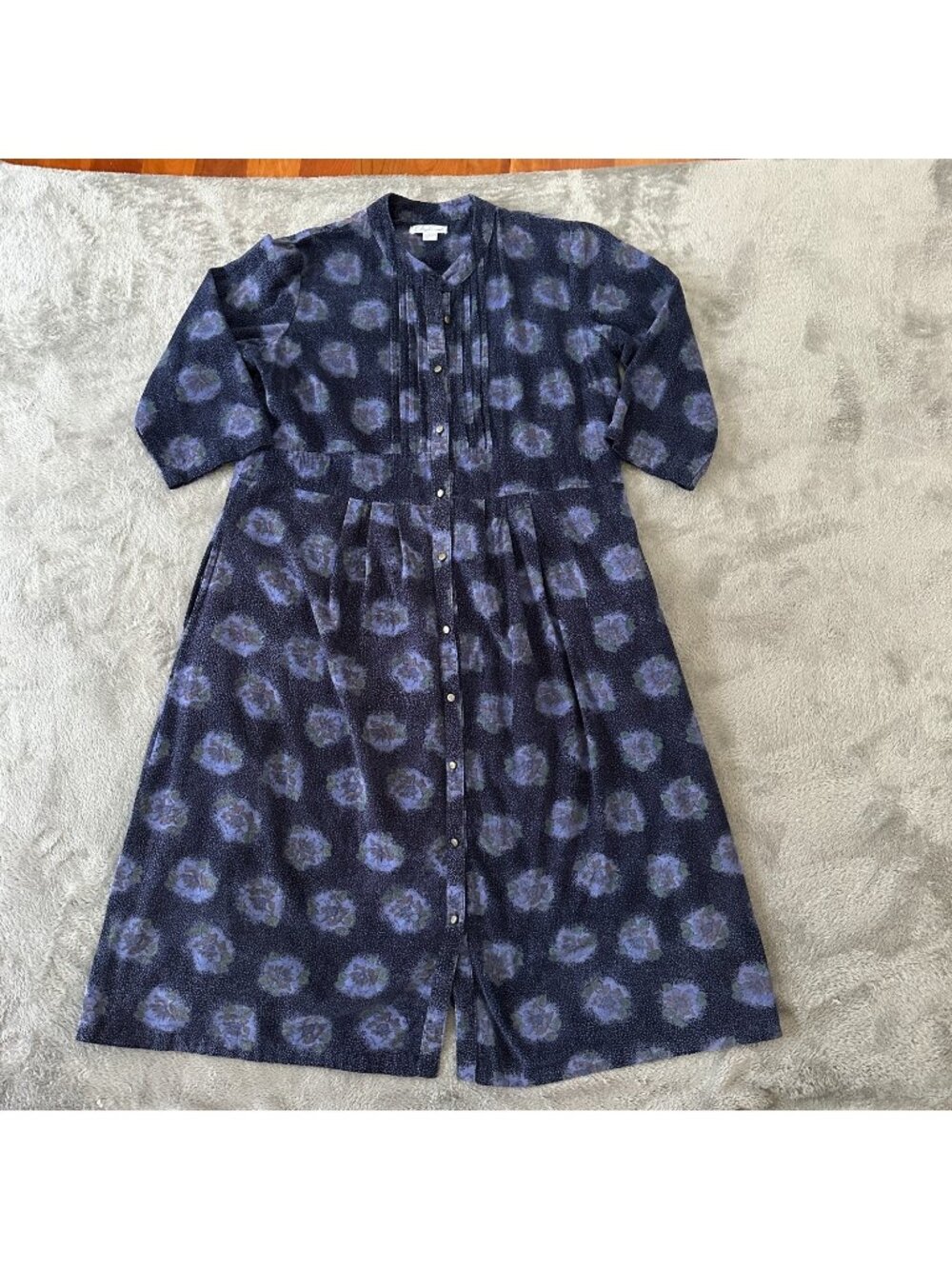 April Cornell Micro Corduroy Dress Women's LARGE Floral Cottagecore